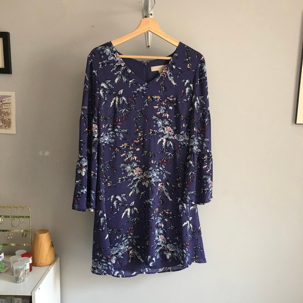 Fun Floral Long Sleeve 70s Dress